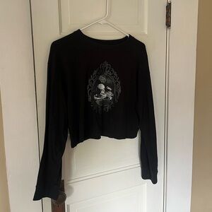 Vans Black Long Sleeve Graphic Crop Tee
